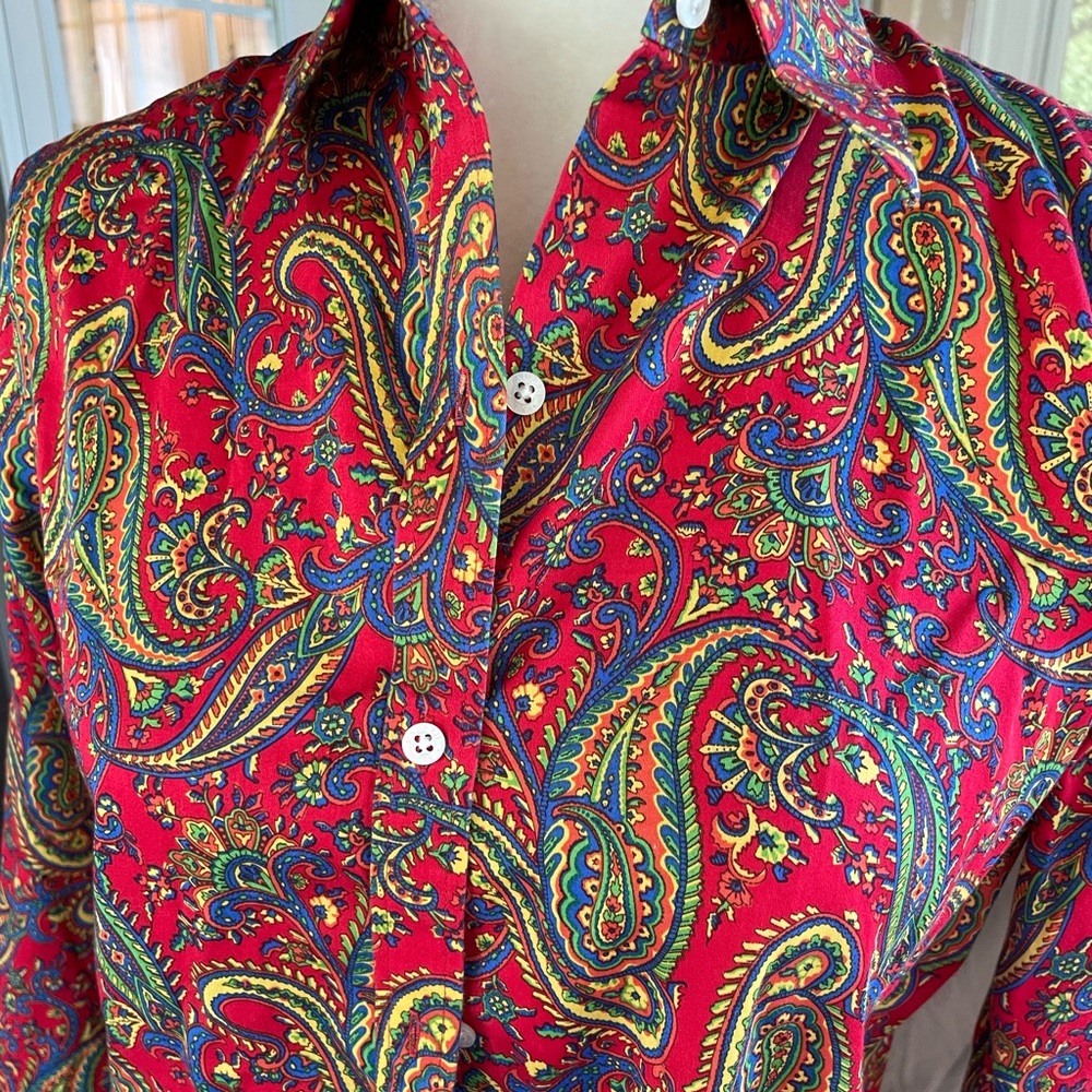 Ralph Lauren Red Patterned Button Down Shirt - image 3